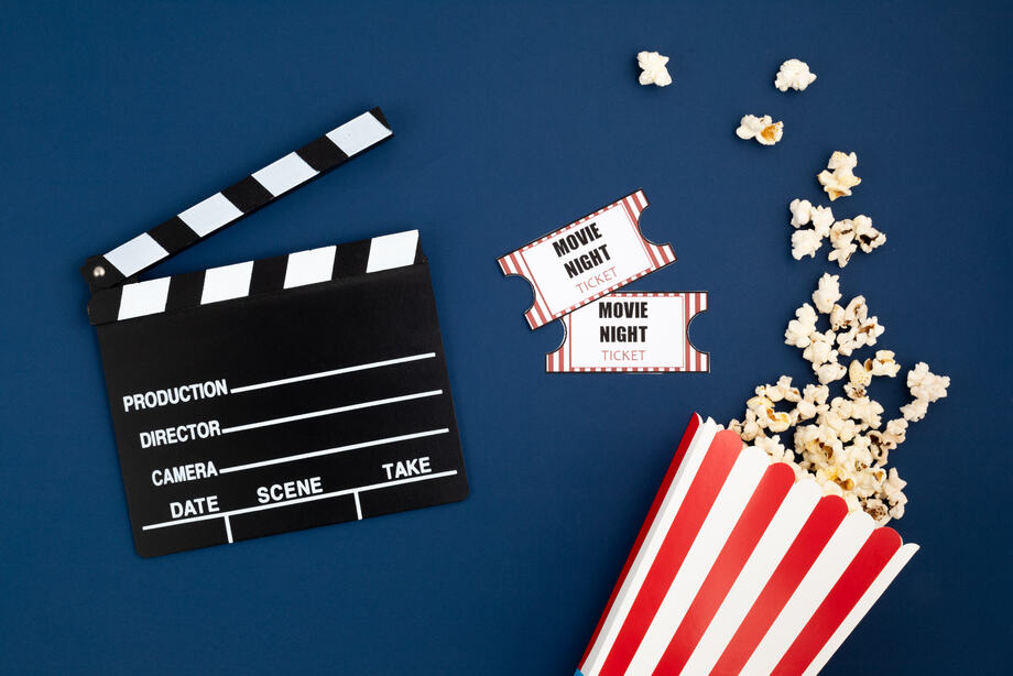 movie-clapperboard-and-cinema-tickets-home-movie