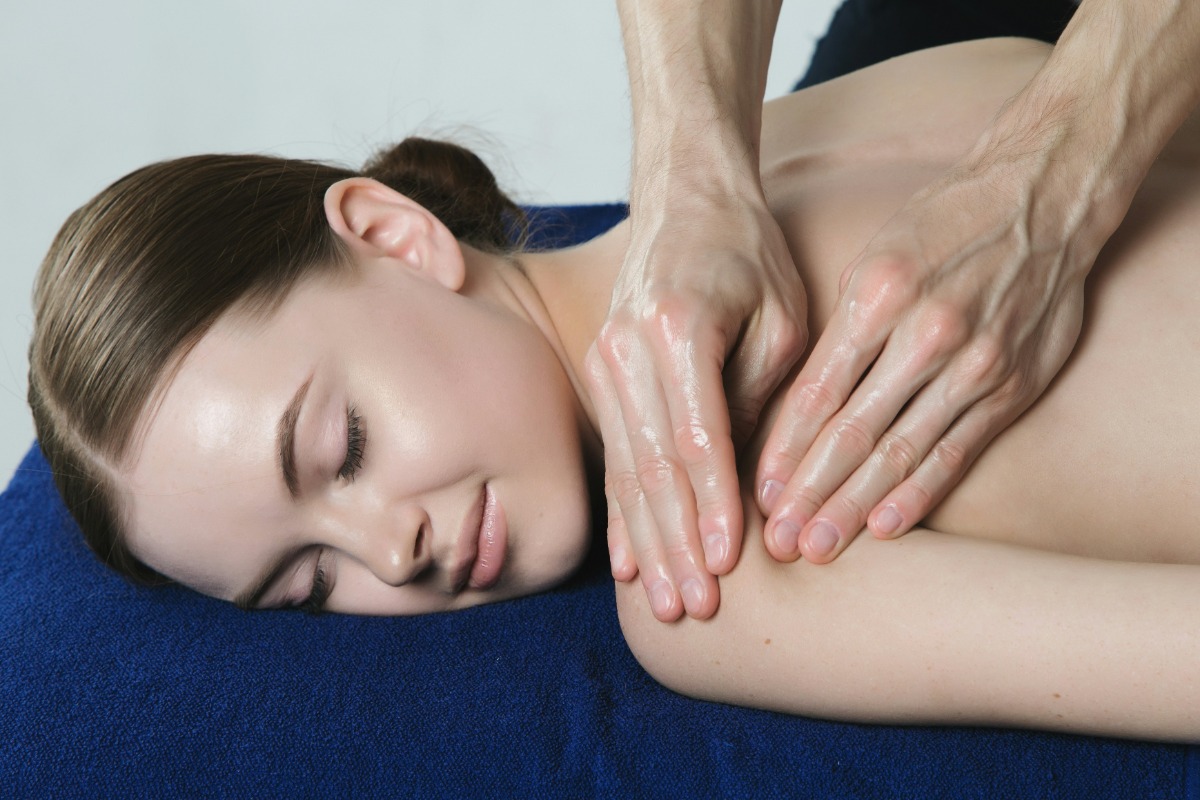 Woman receives massage