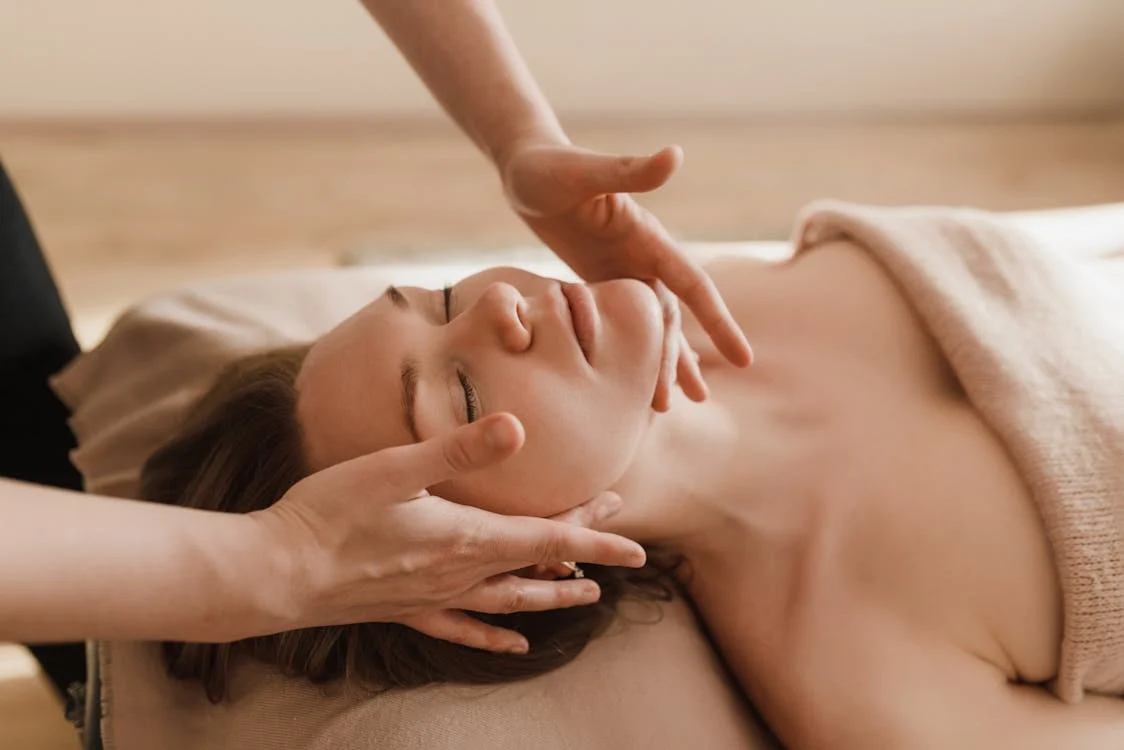 Woman getting a facial massage!