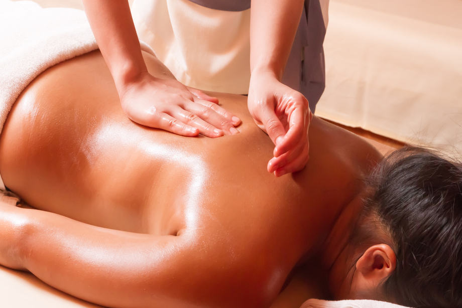 Woman getting a massage at a health and beauty spa!