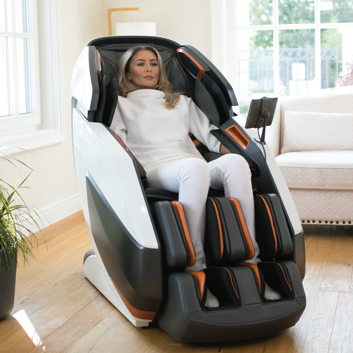 White-orange Komoder PRIME premium massage chair